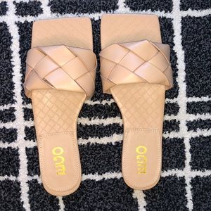 EGO Nude Woven square toe slider sandals